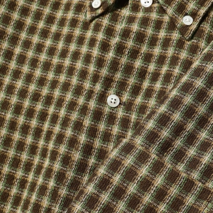 Beams Plus Open B.D Panama Plaid Double Face - Brown