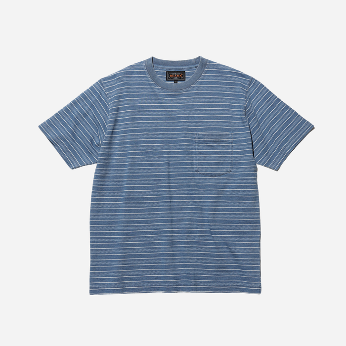 Beams Plus Pocket Tee Stripe - Indigo