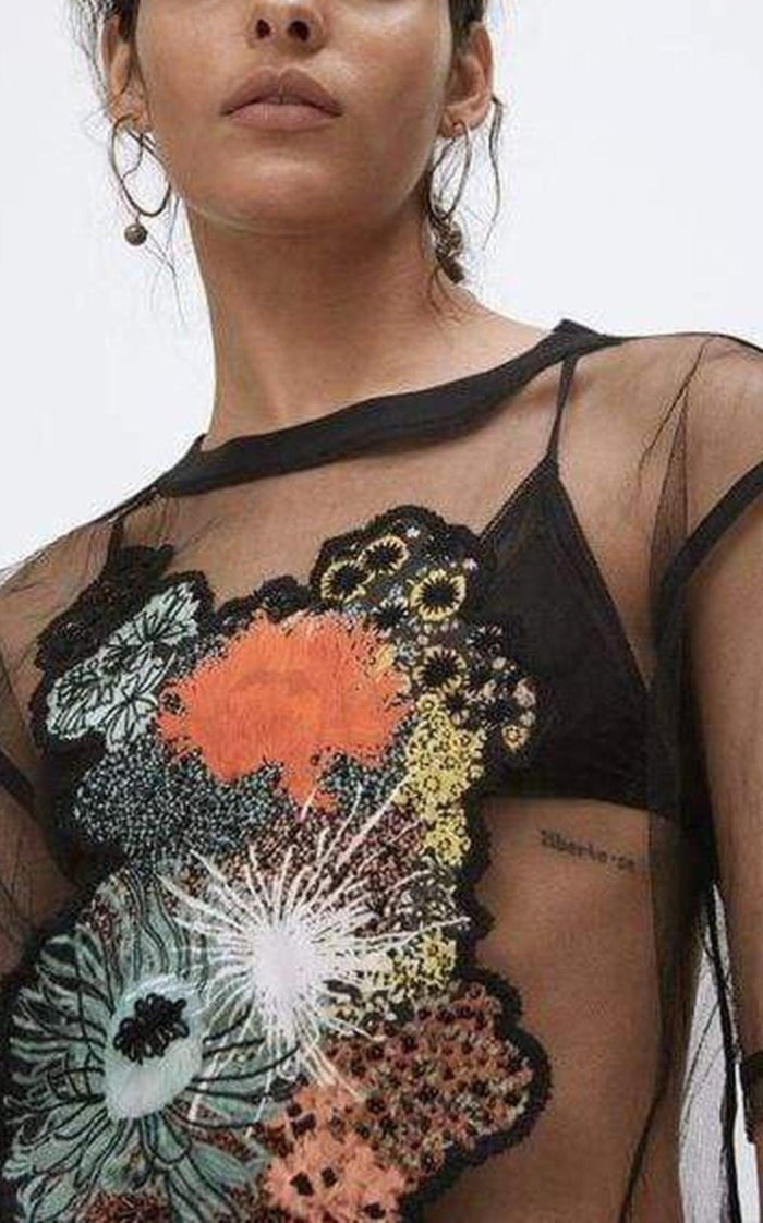 Dries Van Noten Black Mesh Sheer Shirt - Runway Catalog