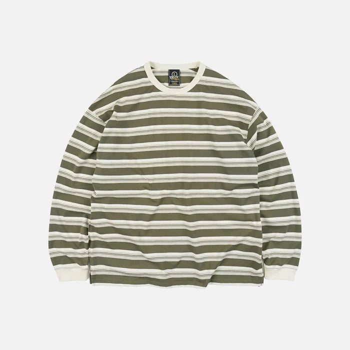 BLOCK STRIPE LONG SLEEVE TEE OLIVE