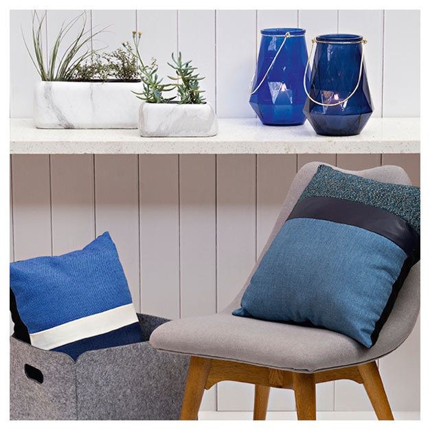 Jason Blue & White Stripe Cushion | Koop.co.nz