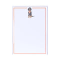 5x7 notepad featuring an illustrated Bluetick Coonhound with a red checkered bandana from The Pink Doxie Boutique.