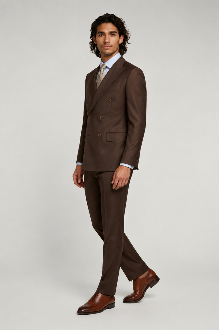 Blutailor Brown Double Breasted Suit