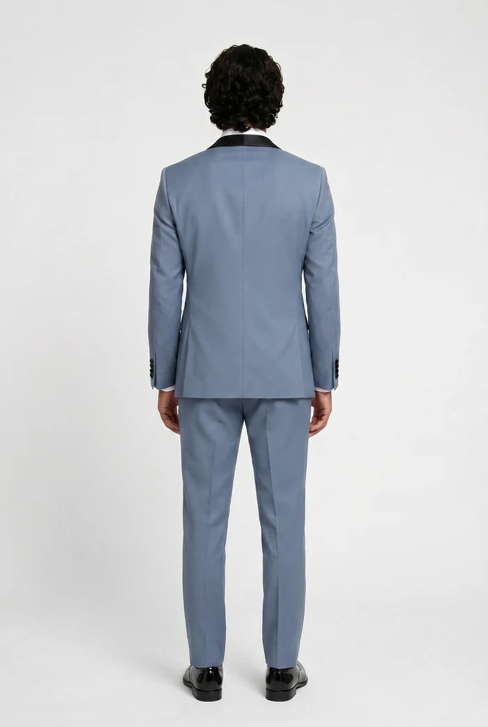 Blutailor Cadet Blue Broad Peak Lapel 2 piece Tuxedo