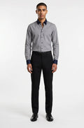 Men's Blutailor Slate & Navy Signature Shirt crafted from premium Giza cotton, featuring a sophisticated slate and navy color combination, tailored fit, button-front design, and refined detailing, ideal for formal, business, and smart-casual occasions.