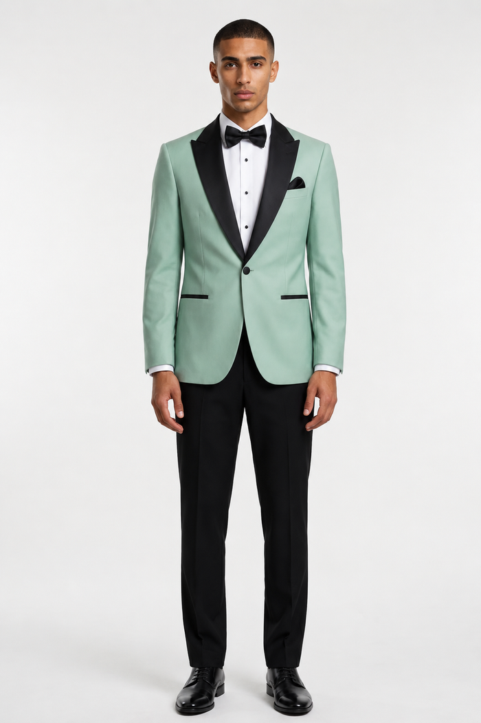 Blutailor Mint Green Broad Peak Lapel 2 piece Tuxedo