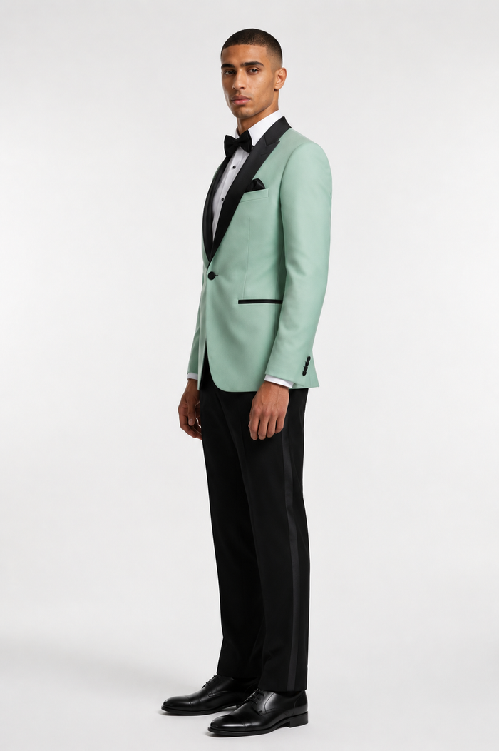 Blutailor Mint Green Broad Peak Lapel 2 piece Tuxedo