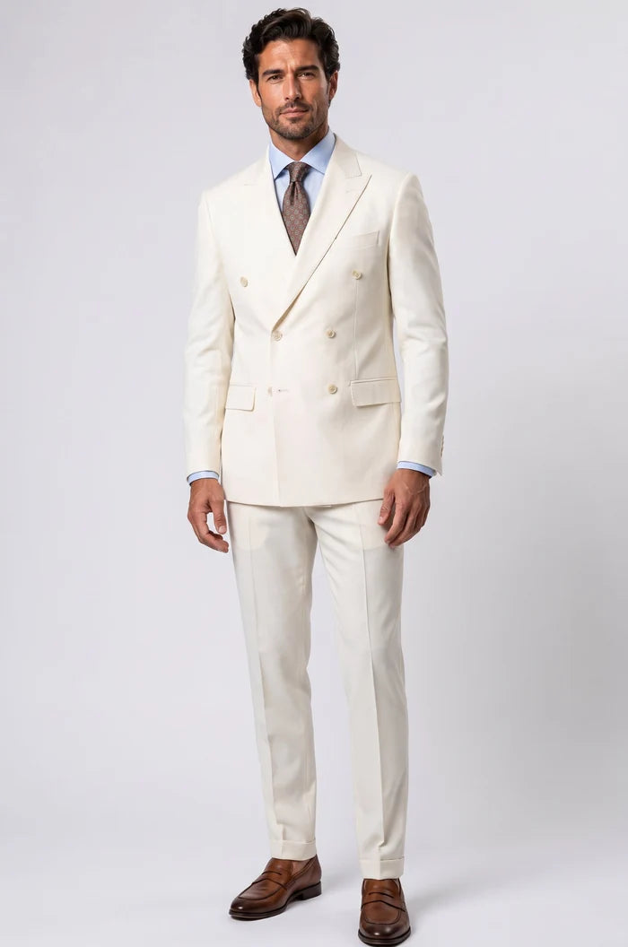 Blutailor Signature Ivory Regent Double Breasted suit