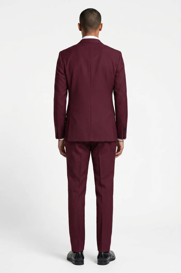 Blutailor Wine Double Breasted Suit
