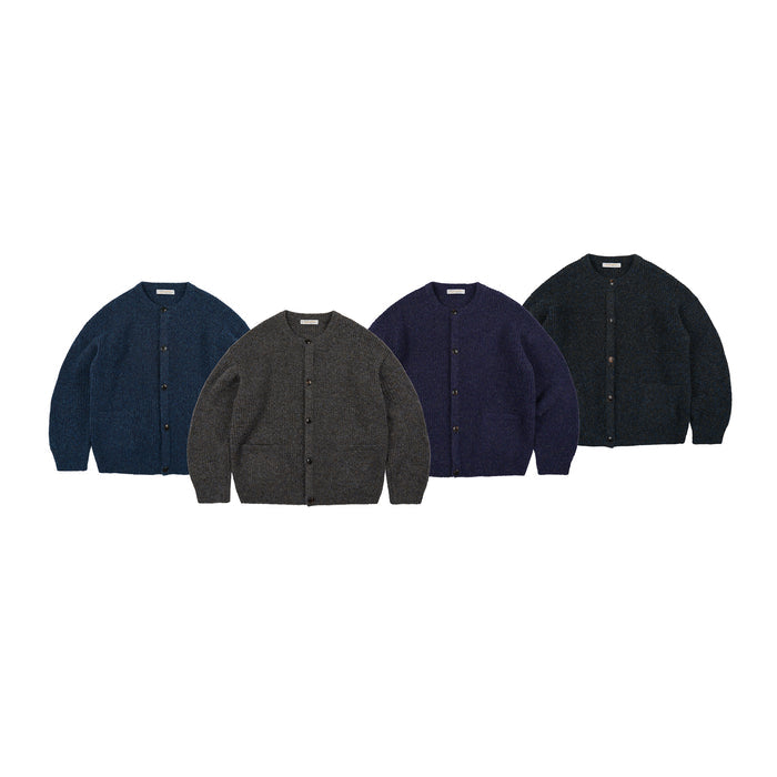BRUSHED WOOL ROUND CARDIGAN - BLACK EAN