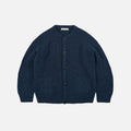 BRUSHED WOOL ROUND CARDIGAN - INDIGO EAN