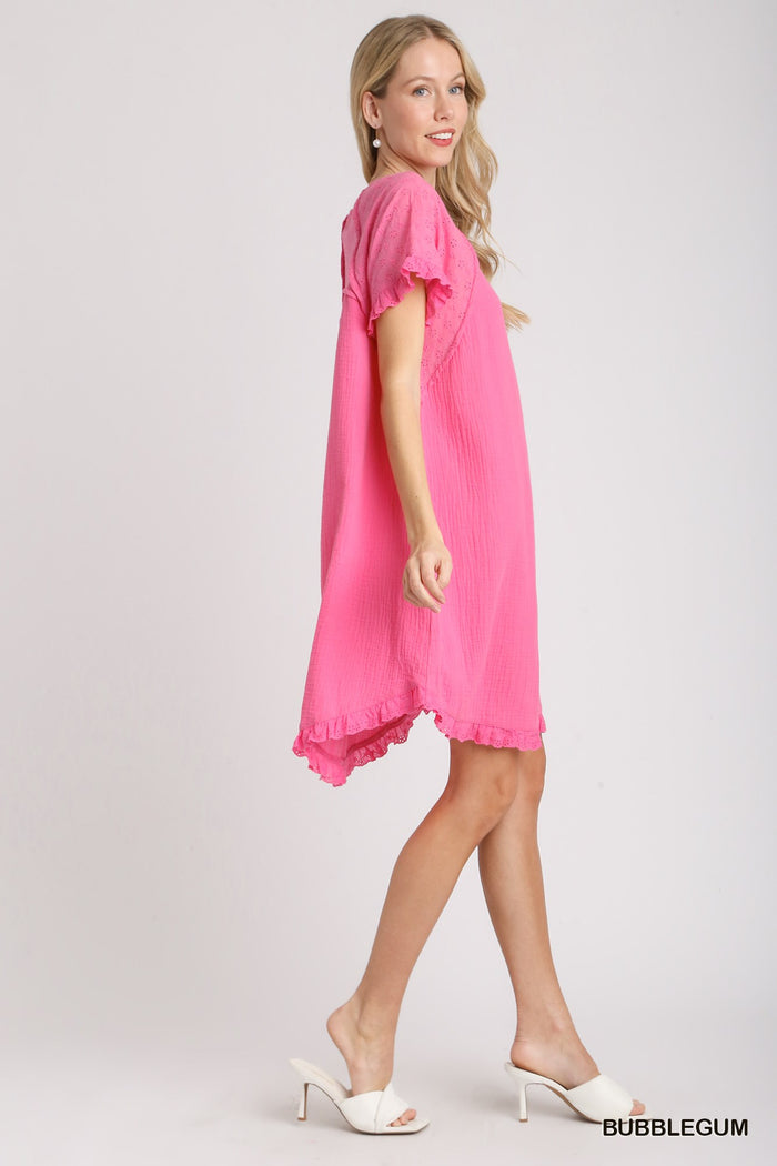 Bubblegum Pink Cotton Gauze Dress