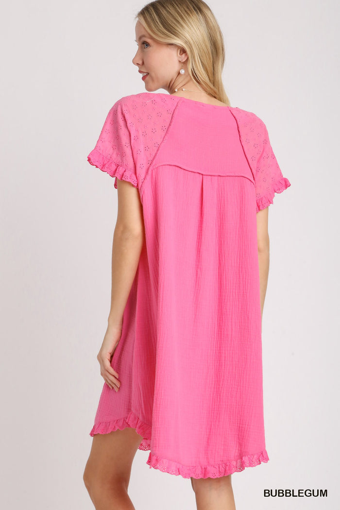 Bubblegum Pink Cotton Gauze Dress