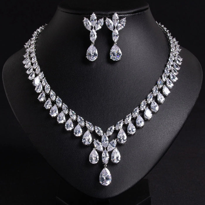 Butterfly Motif Blue Crystal Bridal Jewelry Set JW040 Sheer Fairy