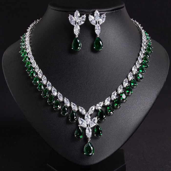 Butterfly Motif Blue Crystal Bridal Jewelry Set JW040 Sheer Fairy