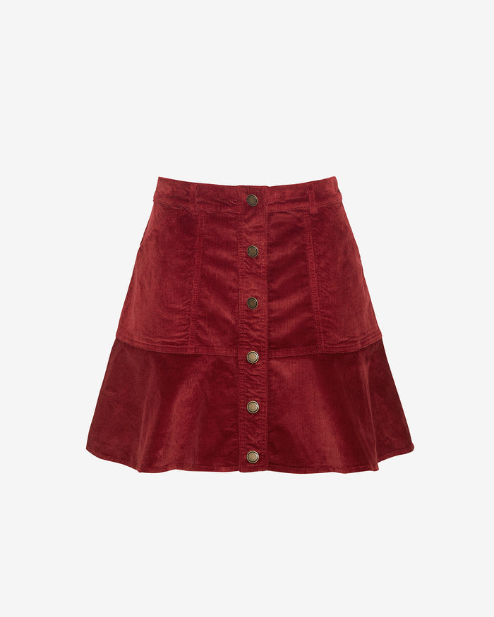 Button Front Corduroy Skirt