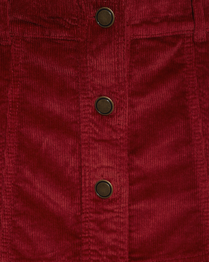 Button Front Corduroy Skirt