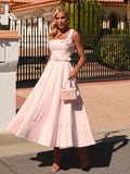 Candy Pink Midi Dress with Belt