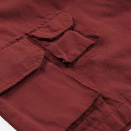 CANVAS MULTI POCKET SHORTS - BURGUNDY RED