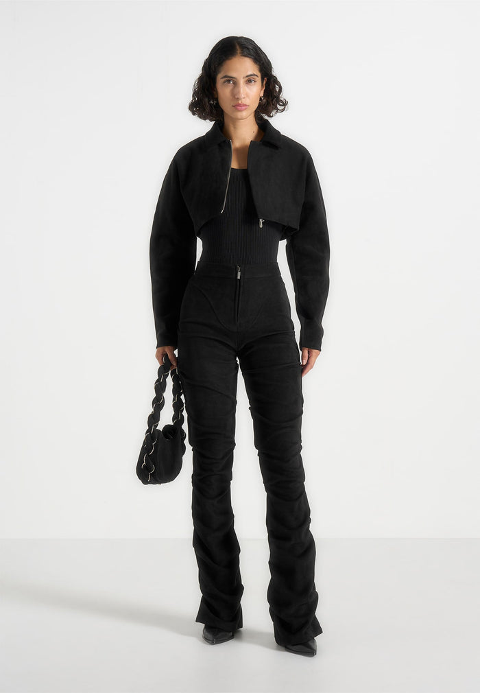 caroline-tacked-suede-fit-and-flare-trousers-black
