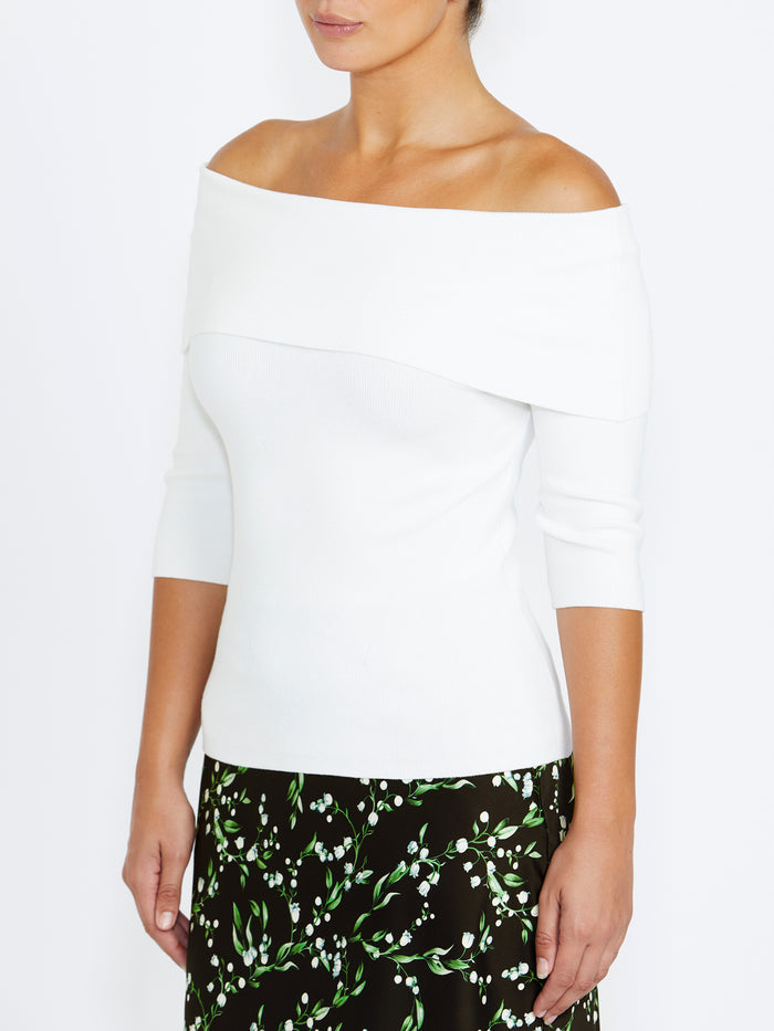 Women's Knit Easy Fit Top in White | Casey