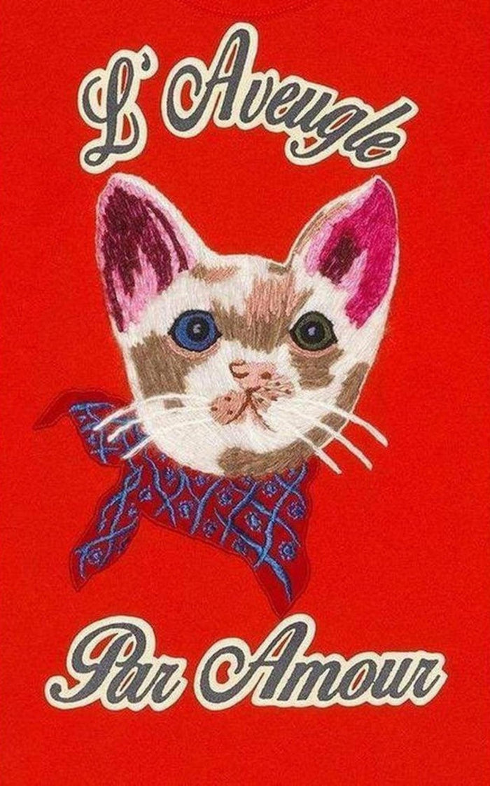 Gucci Cat Embroidered Cotton T-shirt - Runway Catalog