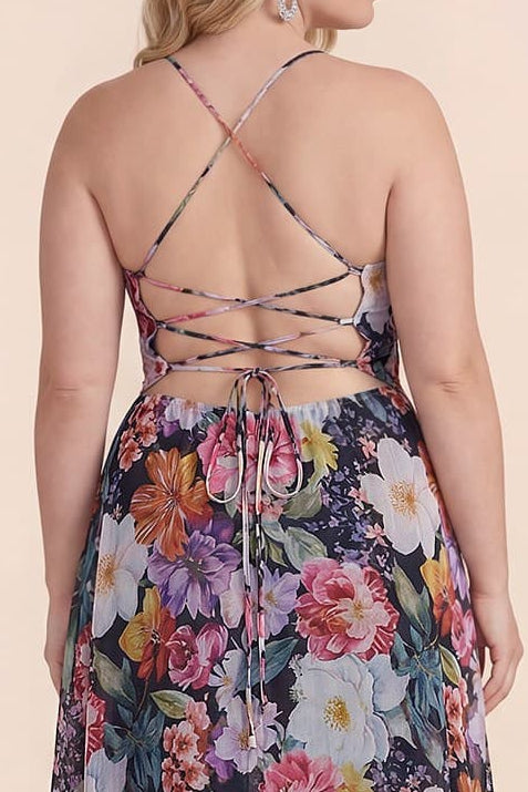 Catalina Dress in Black Floral - Plus