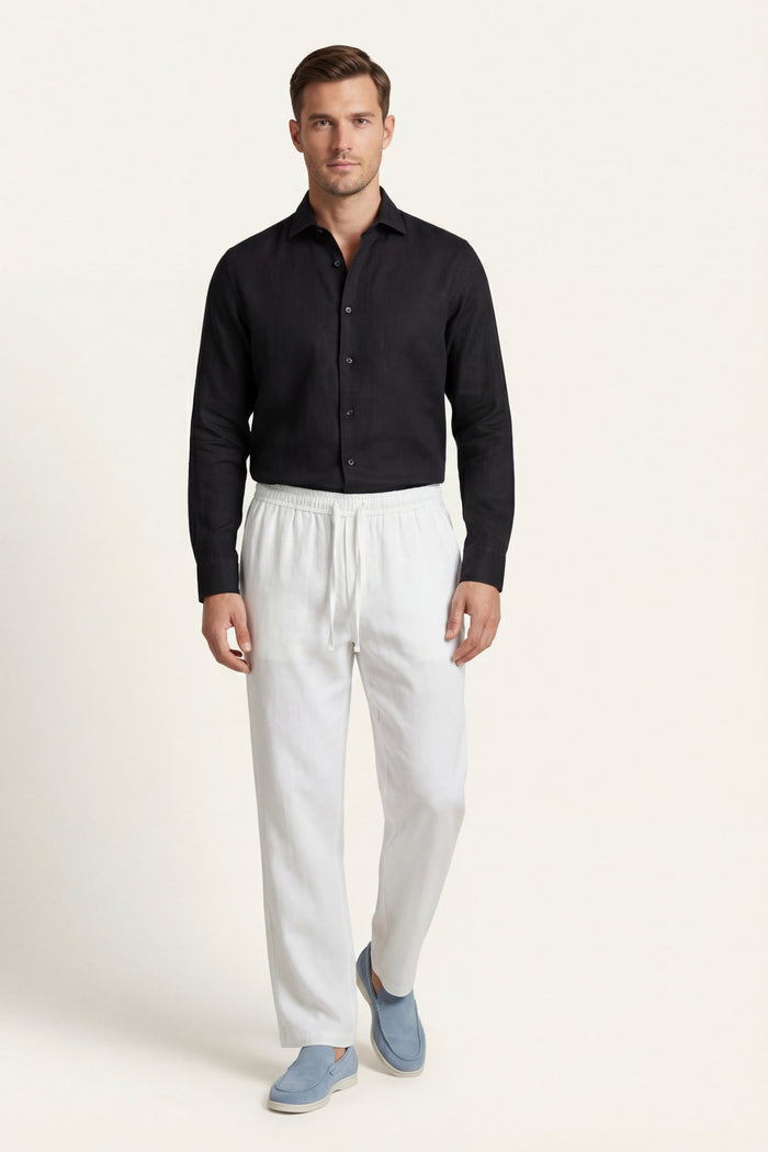 Catania Linen Pantalon White