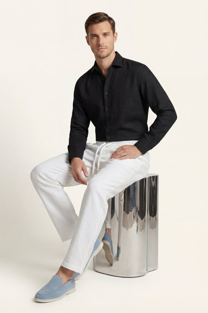 Catania Linen Pantalon White