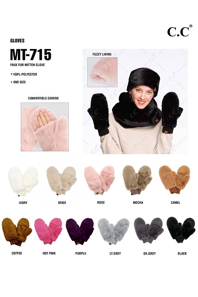 C.C Faux Fur Mittens with Shepherd Lining