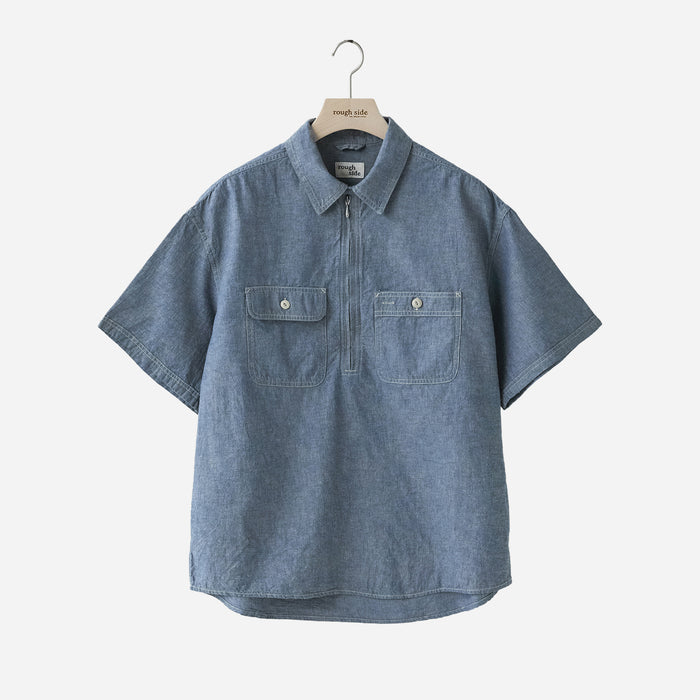 CHAMBRAY HALF SHIRT - INDIGO CHAMBRAY