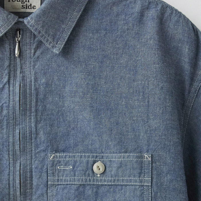 CHAMBRAY HALF SHIRT - INDIGO CHAMBRAY