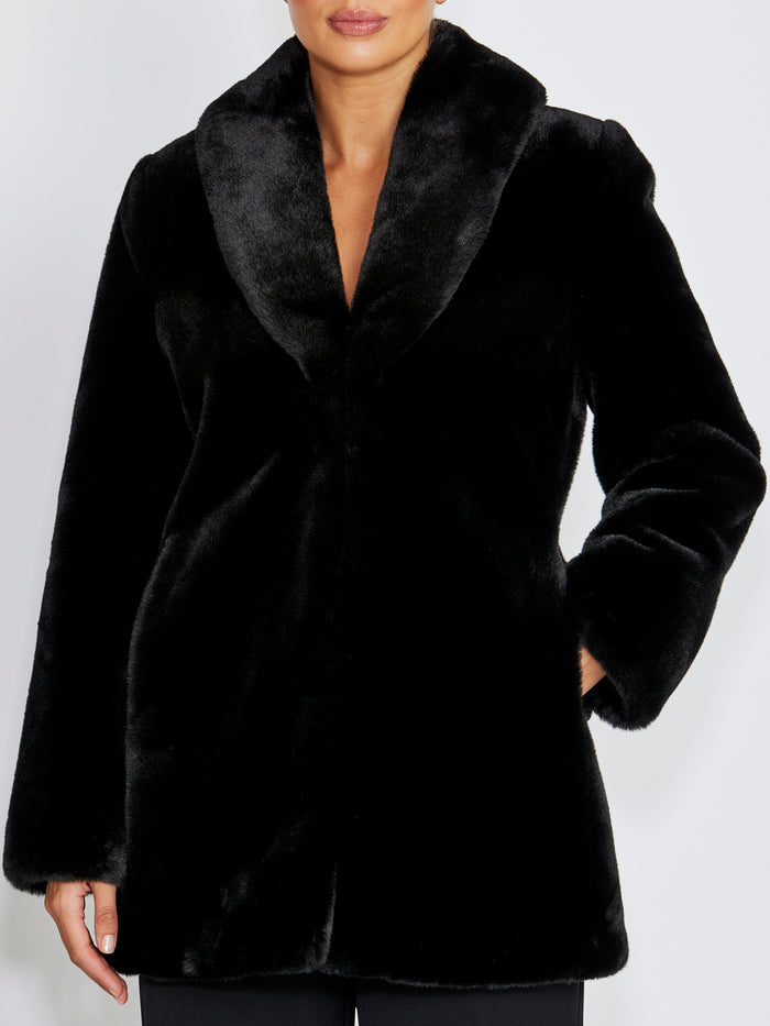 Charlize Black Faux Fur Coat