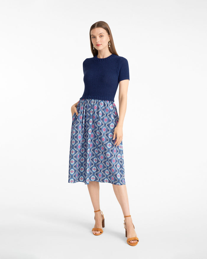 Chiara Mixed Media Midi Dress