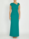 Women's Crepe Floor Length Gown in Green | Chloe