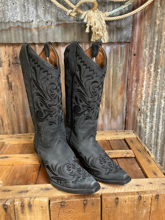 Circle G by Corral Black Filigree Embroidery Western Boot