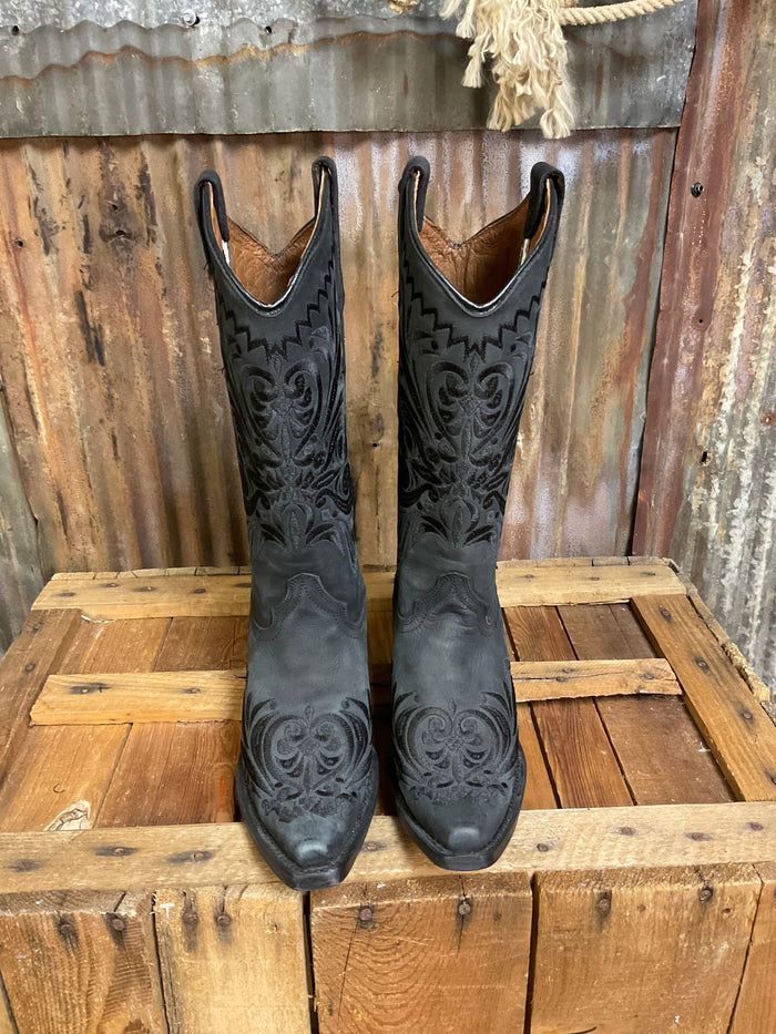 Circle G by Corral Black Filigree Embroidery Western Boot