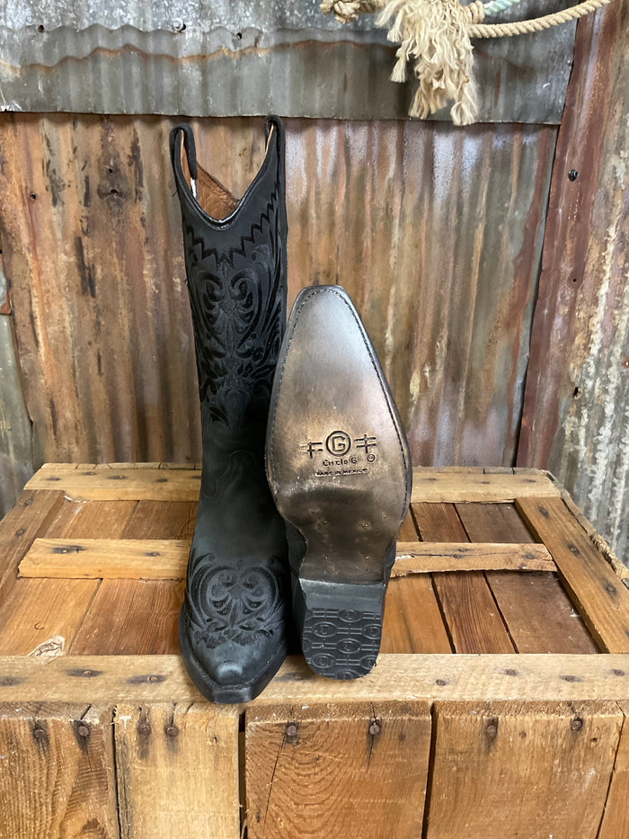 Circle G by Corral Black Filigree Embroidery Western Boot