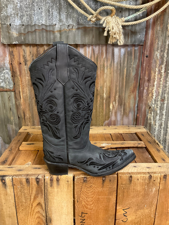 Circle G by Corral Black Filigree Embroidery Western Boot