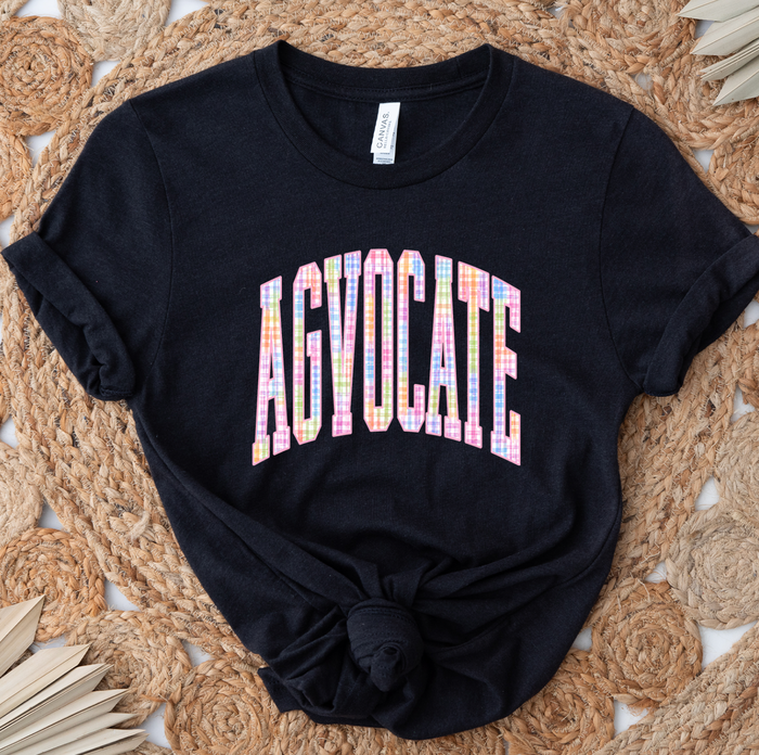 Colorful Plaid Agvocate- Bella Canvas T-Shirt