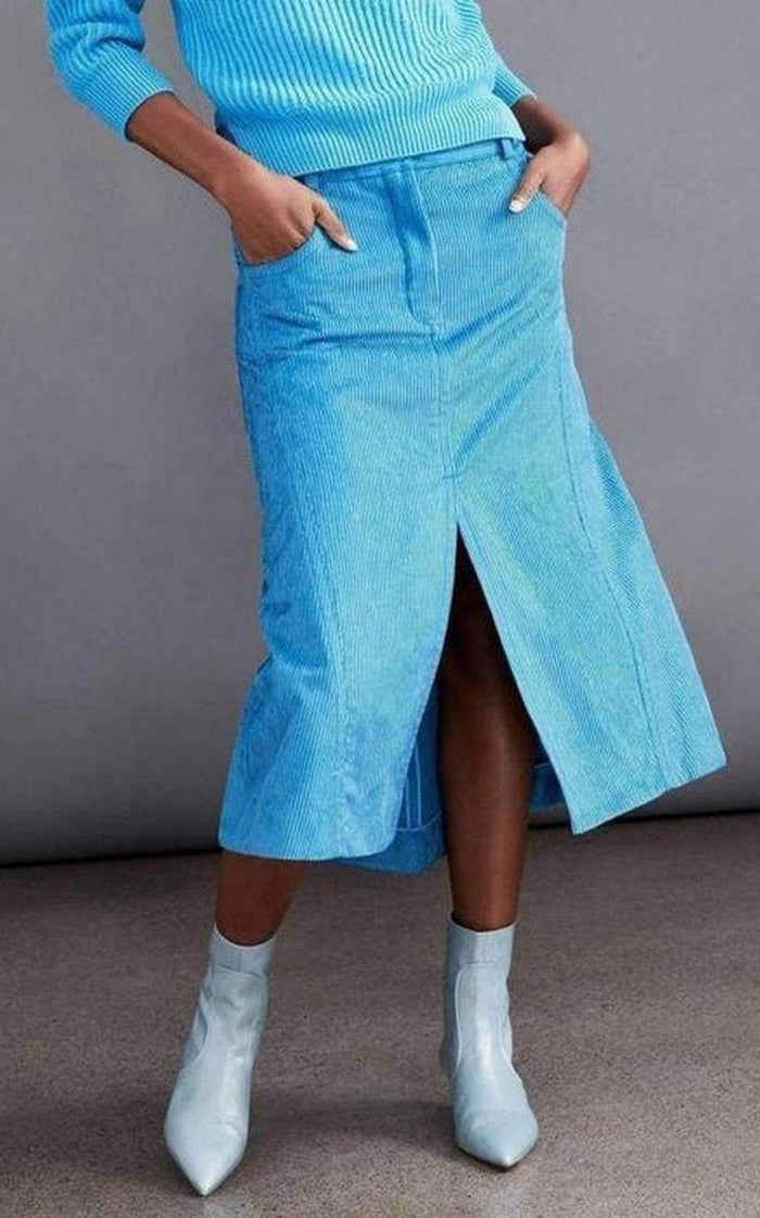 Nina Ricci Cotton Blend Corduroy A - Line Skirt - Runway Catalog