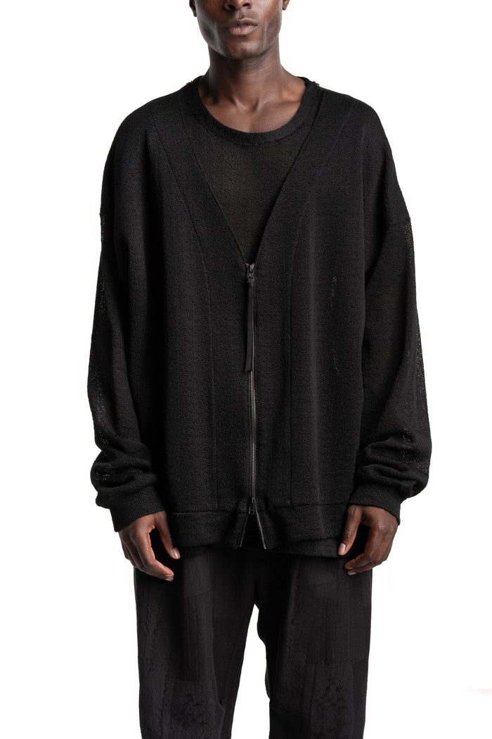 D.Hygen | SS26 - Cotton Low Gauge Knit Cardigan Layered Pullover, ST101-0426S