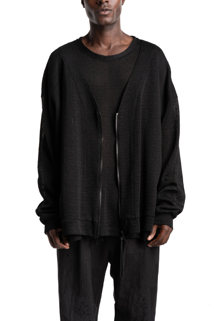 D.Hygen | SS26 - Cotton Low Gauge Knit Cardigan Layered Pullover, ST101-0426S