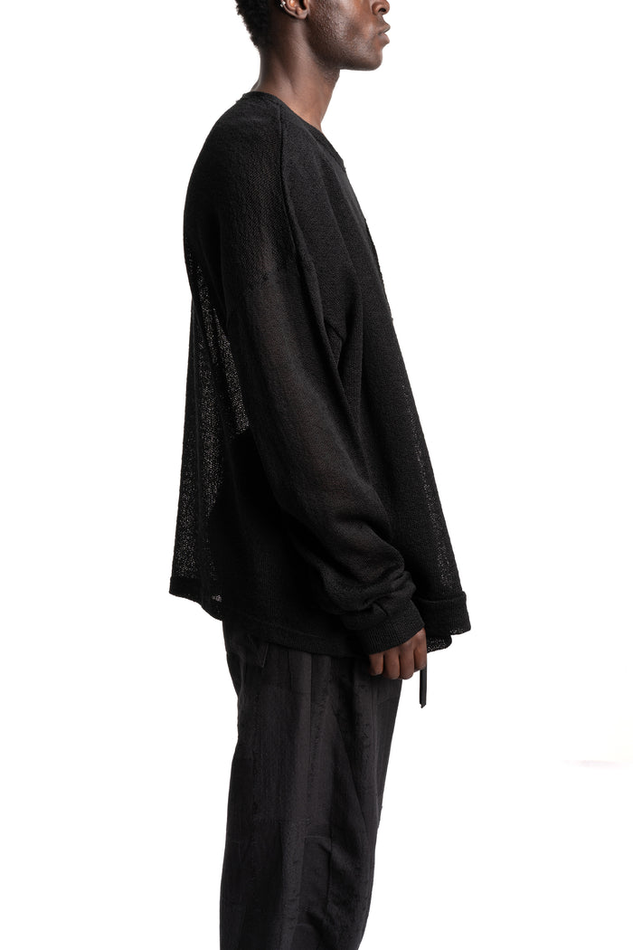 D.Hygen | SS26 - Cotton Low Gauge Knit Cardigan Layered Pullover, ST101-0426S