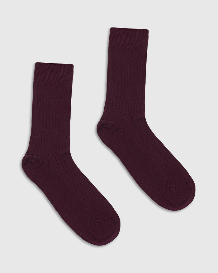 Cotton Maroon Knitted Socks - Thai