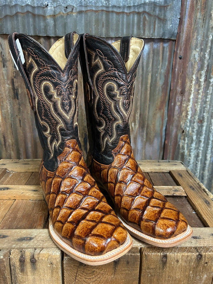 Cowtown Cognac Fish Print Western Boot