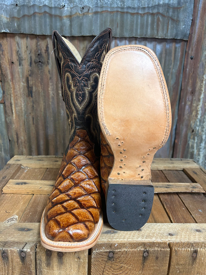 Cowtown Cognac Fish Print Western Boot