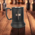 Dagger & Flash Black And Steel Body Beer Tankard