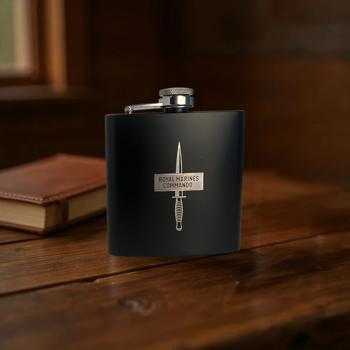 Dagger & Flash Black Hip Flask