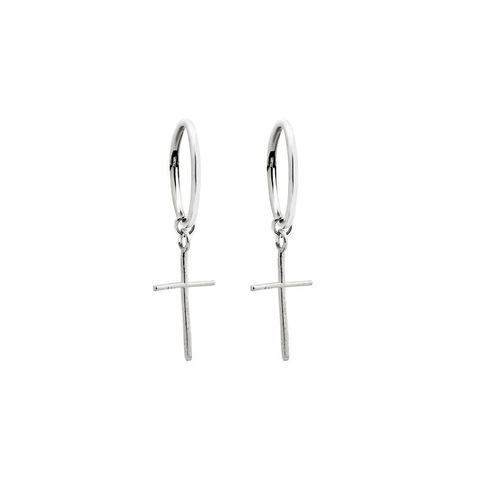 Lindi Kingi Deluxe Exalted Cross Sleeper Earrings - Silver | Koop.co.nz